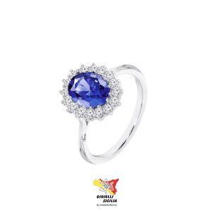 Anello LOTUS Silver in Argento 925 con zircone blu - LP3459/3/116